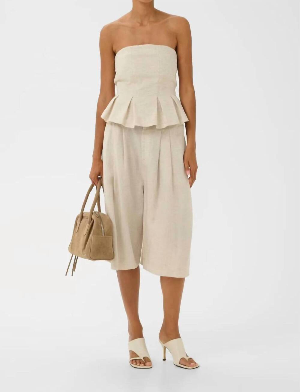 NEW GESTUZ riava corsage top in cream / beige